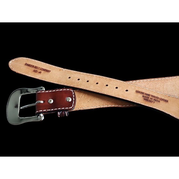 Ranger Belt Co WB3971 Tapered Western Belt Hand Tooled Floral Leather Size 40 - Picture 5 of 6